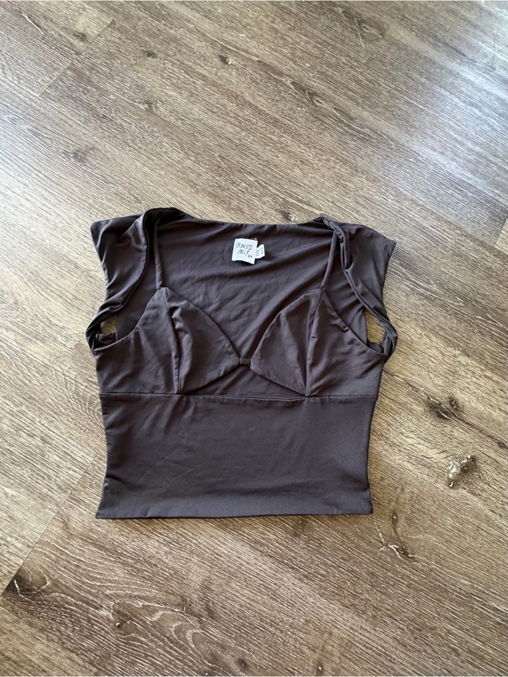 Princess Polly Dark Brown Scoop Neck Crop Top